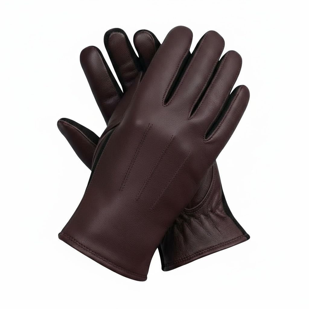Emporium Leather Women's Burgundy Genuine Leather Gloves With Fleece Lining (Small, )