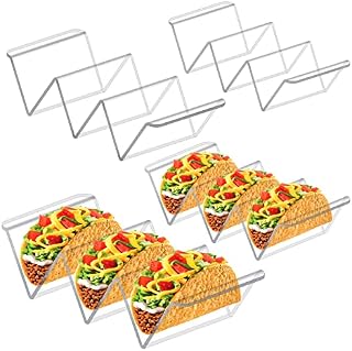 webake Taco Holder Stand Set of 4 Acrylic Taco Rack Holders Taco Tray for Taco Shells, Restaurant and Home Use, Clear