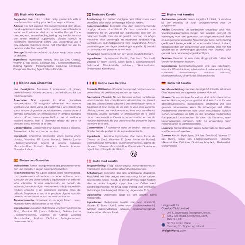 Biotin Komplex mit Keratin 25mg, Selen, Zink - 400 vegane Tabletten - 1+ Jahre Vorrat - Biotin trägt zur Erhaltung normaler Haare bei (EFSA) - Frei von Magnesiumstearat - WeightWorld