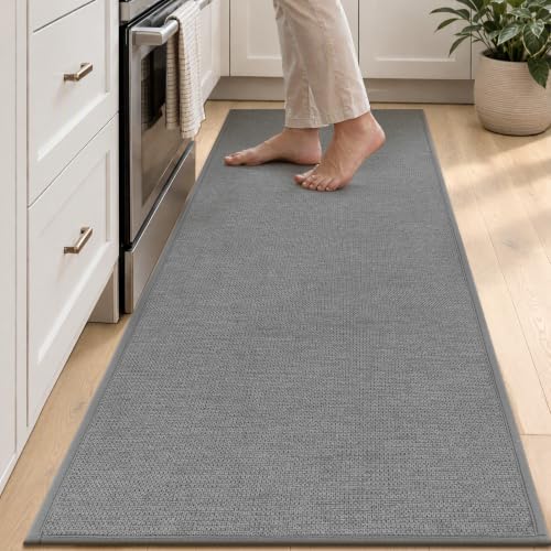 Pauwer Non Slip Kitchen Rugs, Machine Washable Soft Kitchen Mat, Light Grey