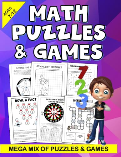 Math Puzzles and Games - Fun Math games!: Mega Mix of Puzzles and Games, Math Puzzles book for kids, Fun math games for kids, Math puzzles and math ... for kids 8-12, a fun multiplication workbook.