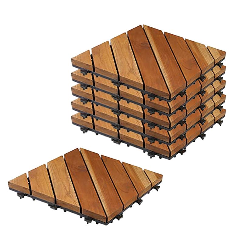 Sharpex Deck Tiles with Interlocking | 6 Piece Teck Wood Floor Decking Water Resistant Tile for Balcony, Terrace, Garden | Quick Flooring Solution for Indoor/Outdoor (Brown, 6 Piece)