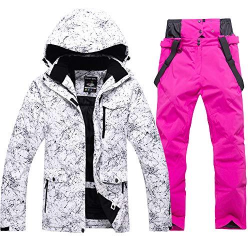 RIUIYELE Fashion Women's High Waterproof Windproof Snowboard Colorful Printed Ski Jacket and Pants