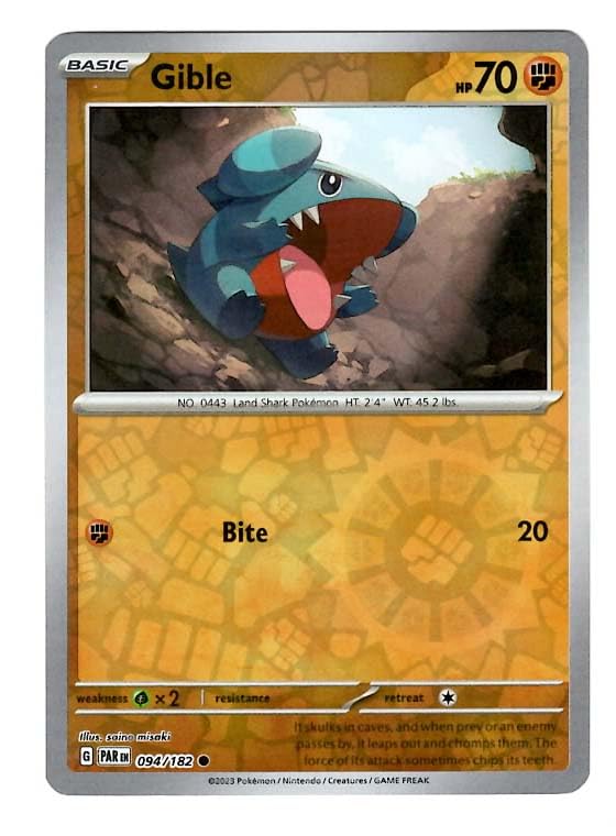 Pokemon - Gible 094/182 - Paradox Rift - Reverse Foil