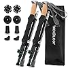 TREKOLOGY Trekking Poles – Collapsible Hiking Poles with Cork Handle - Ultralight Folding Walking Poles for Women & Men, Lightweight Aluminum Hiking Sticks & Walking Sticks (Black with Green)