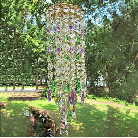 Crystal Wind Chime, Wind Chimes Outdoors, Crystals Hanging Suncatcher Wind Chimes, Crystal Suncatcher Prism Hanging, Wind Chime Style Garden Suncatcher, Outdoor Pendant Home Decor Gifts (Style B) Cover