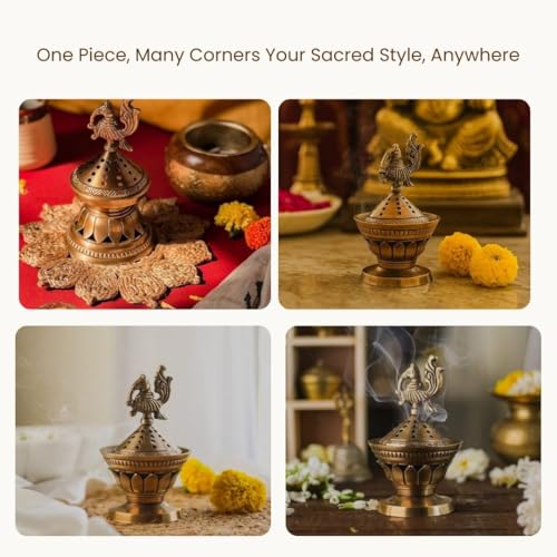 Lampe Loban Konark en laiton ciselé pour une diffusion de résine raffinée - 6