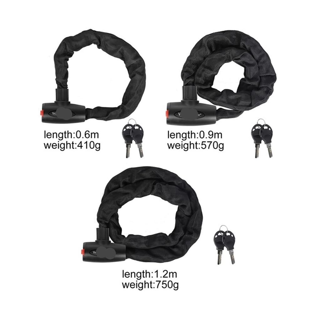 Candado antirrobo for bicicleta, de aleación acero duro, duradero y resistente, for bicicletas montaña, motocicletas, scooters ciclismo Candado para bicicleta(Black-1.2m)