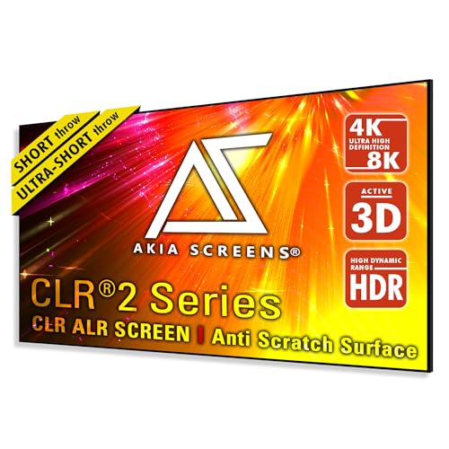 Image of Akia Screens 123 inch ALR Fixed Frame Projector Screen 16:9 CLR2 Ambient Light Rejecting 4K /8K Indoor Home Theater Screen for Short Throw & UST Projectors - AK-NB123H-CLR2.