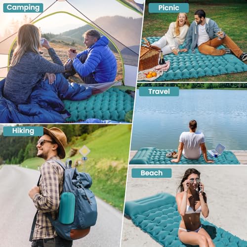 Satisure Wasserdicht Isomatte Camping Aufblasbare Matratze, Camping Matratze Outdoor, Ultraleicht Luftmatratze mit Fußpresse Pumpe, Faltbare Schlafmatte mit Kissen, Aufblasbarer Wasserhängematte 5