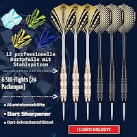 WIN.MAX Dartscheibe Kork Mit Pfeilen - Offizielles Steeldart Set, 12 Dartpfeile Metallspitze, 24 Flights – Ansicht 7