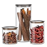 LUXU Glass Storage Jars,20 OZ/33 OZ/54 OZ Clear Glass Canisters Set of 3,Airtight Glass Storage Jar with Stainless Steel Lid,Stackable Transparent Storage Container,for Flour,Coffee,Cookie and More