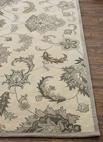 Image of Export Quality Handtufted Woolen Carpet for Living Room Bedroom & Hall - Color - Ivory /Multi - Size - 10 x 12 Feet