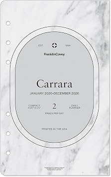 FranklinCovey - Carrara Planner Refill | صفحتان يوميًا مدمجة ذات غلاف حلقي، يناير 2026 - ديسمبر 2026