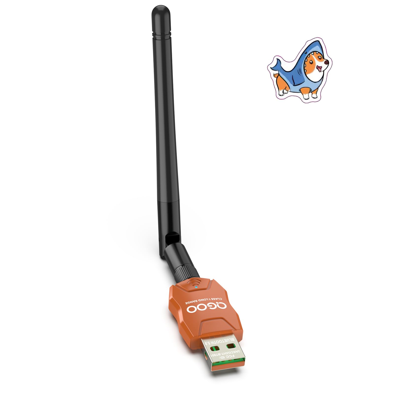 Class 1 Long Range Bluetooth Adapter for PC, QGOO USB Bluetooth Adapter for PC 5.3+EDR, Bluetooth Dongle Bluetooth Receiver Support Windows10/8.1/8/7?orange-057?