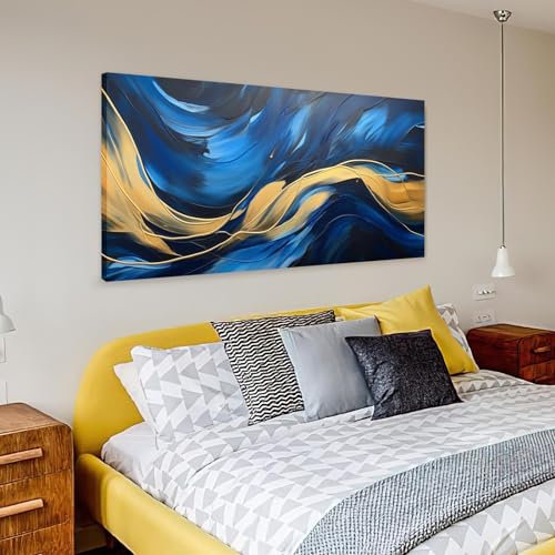 Peinture sur toile bleue et dorée de qualité supérieure YIUEYI