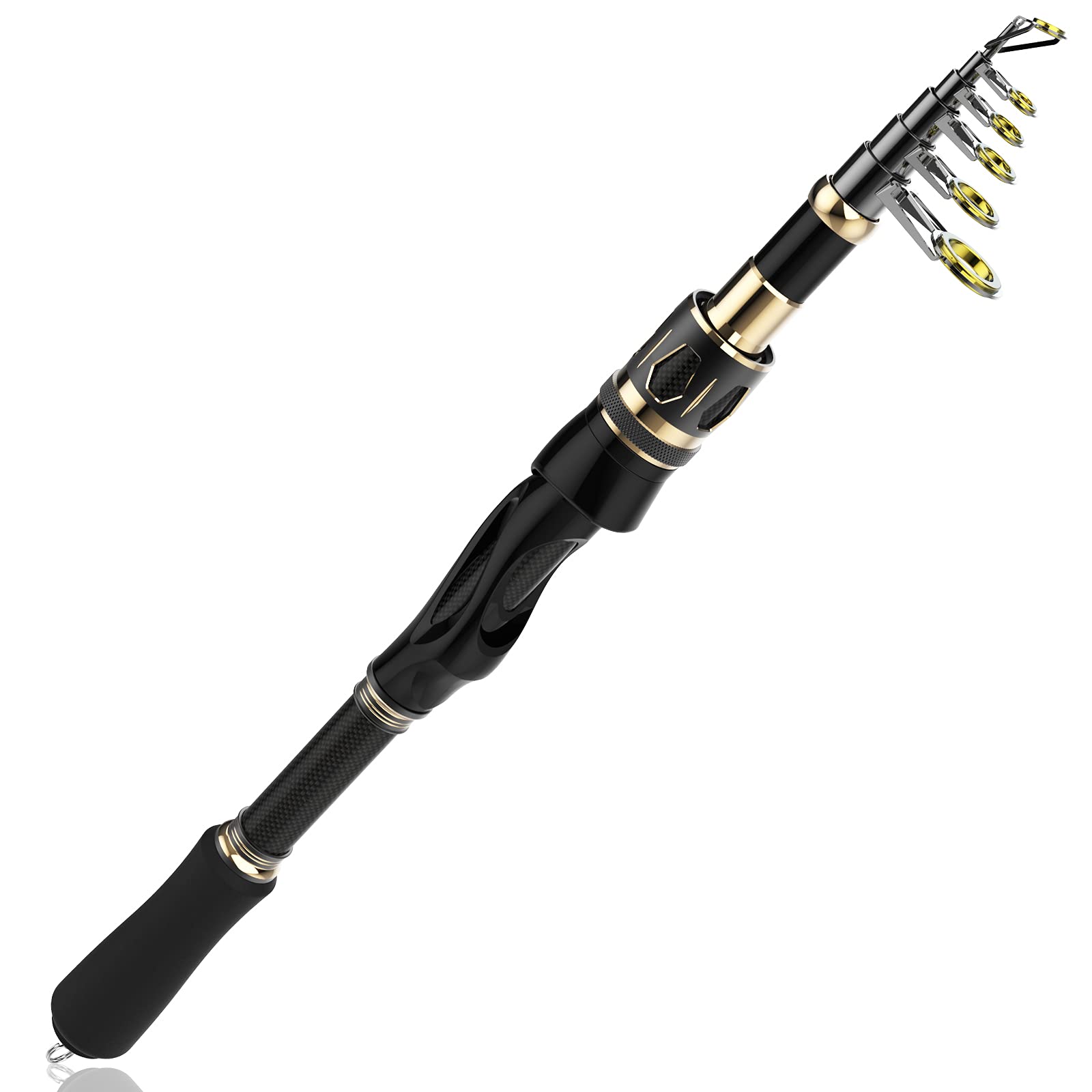 PLUSINNO Fishing Rod and Reel Combos Set,Telescopic Fishing Pole with Spinning Reels, Carbon Fiber Fishing Rod for Travel Saltwater Freshwater Fishing