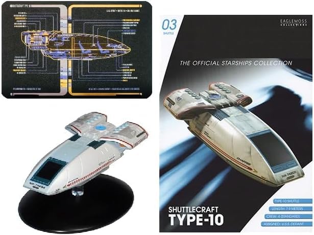 3 Type-10 NX-74205 Defiant Shuttlecraft (Chaffee) Model Diecast Ship Official Trek Shuttle