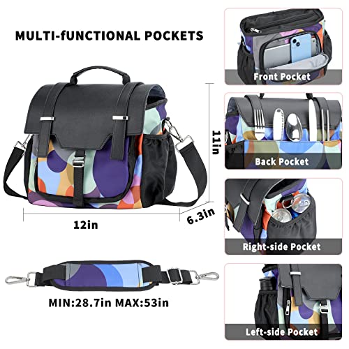 Scothen Lunch Bag For Women,Insulated Lunch Box,Large Lunch Tote Bag For Adult,Leakproof Tote Cooler Bag With Shoulder Strap,Reusable Lunch Purse Cute Lunchbag For Women Work,Teacher Nurse Lunch,Black #TOP3