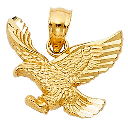 14k REAL Yellow Gold Eagle Charm Pendant