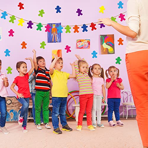 Image of Geyee 108 Pcs Mini People Cutouts Man Valentine's Day Classroom Bulletin Board Decorations Paper Cutouts Colorful People Shaped Die Cut for Teachers DIY Craft Chalkboard Wall Decor
