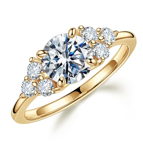 MOOSEA 1 2ct Moissanite Engagement Ring for Women Brilliant D Color VVS1 Clarity Lab Created Moissanite Wedding Rings 14K White Yellow Rose Gold Vermeil Anniversary Ring for Her