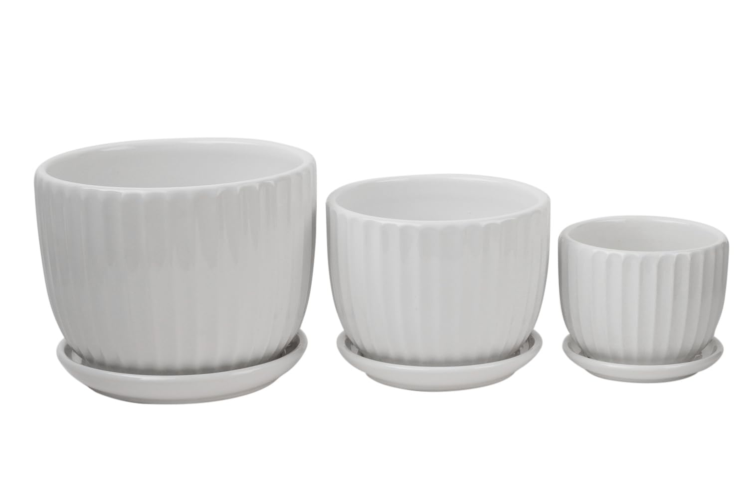 Garden O Hub White Ceramic Plant Pots Set of 3 ? Indoor Planters with Saucers, 6.7", 5.5", & 3.9" Modern Round Design for Small to Medium Plant (B0DFYHGG3F) Amazon Price History, Amazon Price Tracker