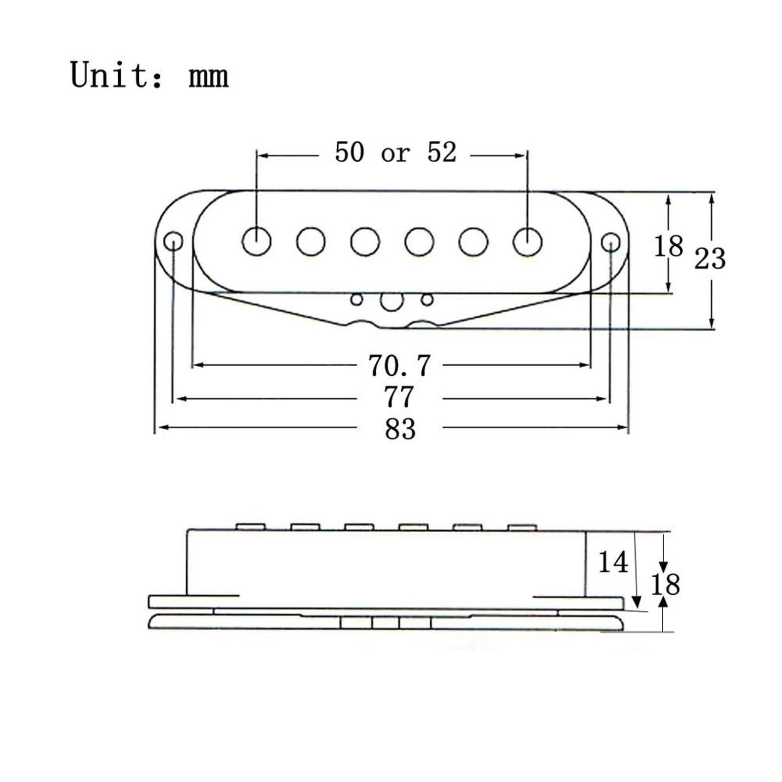 Pastilla De Guitarra Eléctrica Profesional Pastillas De Guitarra De Bobina Simple Para Guitarra | Alnico SSS 50 50 52mm para Guitarra Eléctrica