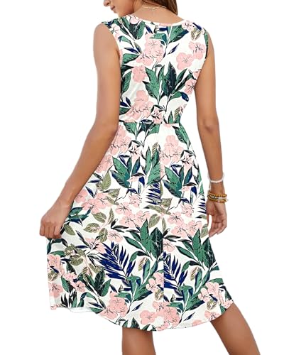 Image of MOLERANI Women Summer Dresses Sleeveless Casual Loose Swing Button Down Midi Dress with Pockets