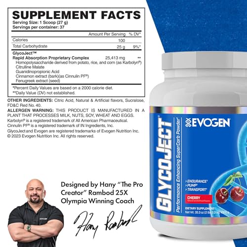 Evogen GlycoJect - Super Carb Powder | Rapid Absorption for PreWorkout | Carbohydrate Powder for Endurance | Post-Workout or Pre Workout Powder for Men & Women | Cherry | 37 Servings - Image 4