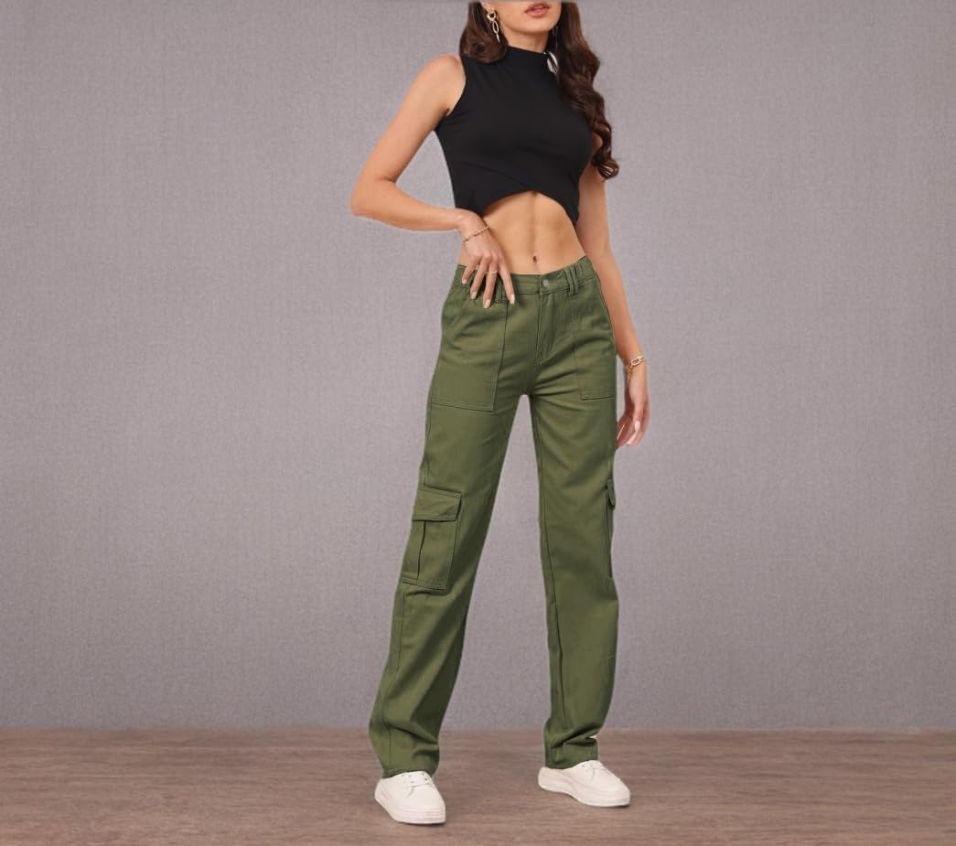 THWEI Cargo Pants for Women High Waisted Casual Pants Y2K Streetwear with 6 Pockets - Image 7