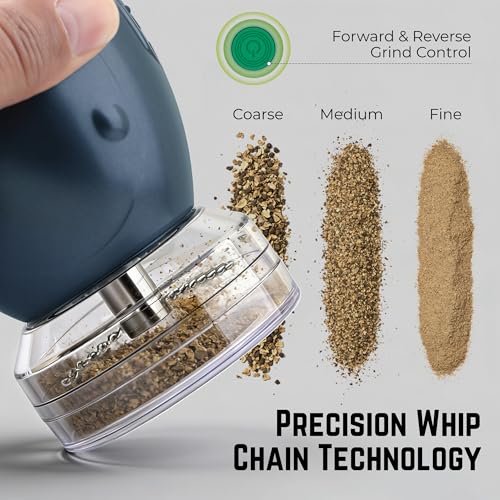 Image of Mamba Whip Electric Spice Grinder, One-Hand USB Rechargeable Culinary Herb & Seasoning Mill for the Kitchen, New Tech. Chain Grinding System, Anchor Gray