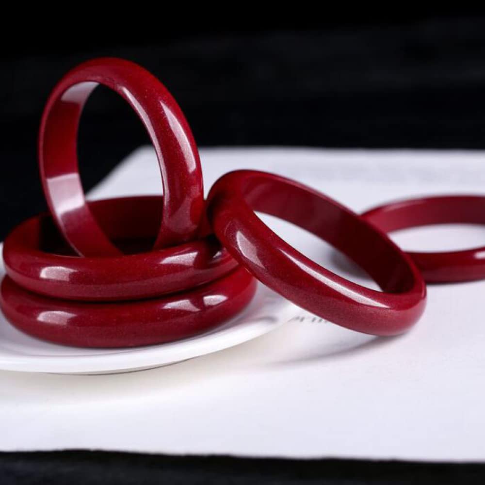 Braccialetto da Donna in Giada, Braccialetti in Giada Naturale, Bracciale retrò in Giada Rossa cinabro, per la Famiglia o Gli Amici, con portagioie, 54-64 mm, 59 mm(60mm