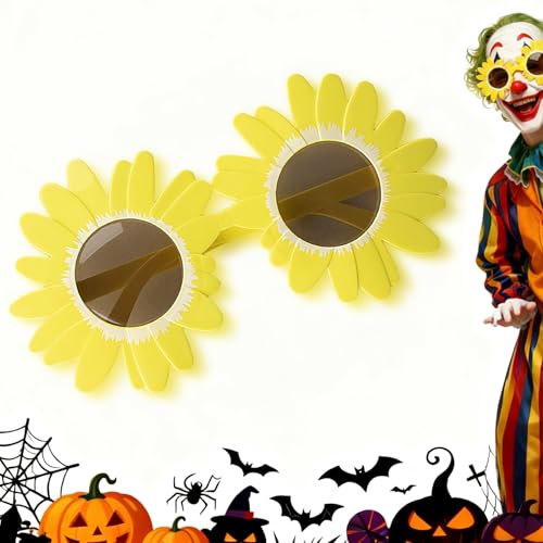 Seruvini Art The Clown Glasses, Funny Clown Sunglasses, Adult Halloween Cosplay Sunglasses,Glasses Sunflower (Yellow)