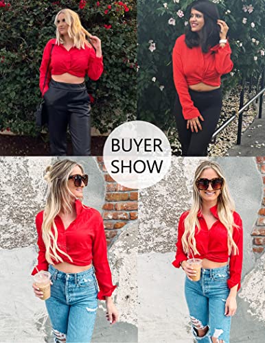 Zeagoo Crop Blouses For Women Button Down Shirts V Neck Crop Tops For Women Dressy Tops For Women S #TOP3
