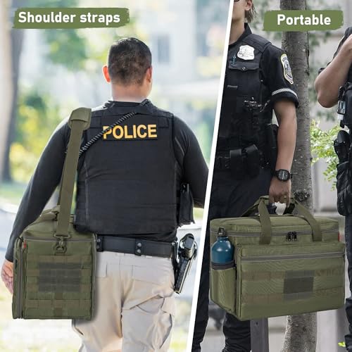 Image of Patrol Bag Law Enforcement, Police Gear Bag Car Front Seat Organizer for Police with Laptop Layer and Cup Holders, MOLLE System, Fits Vehicle Passenger Seat, Army Green