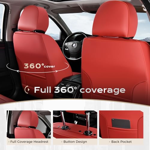 Image of Coverado Car Seat Covers Front Set, Luxury Nappa Leather Seat Covers Universal Fit Waterproof Non-Slip Breathable Automotive Seat Protectors for Cars, SUVs, Trucks