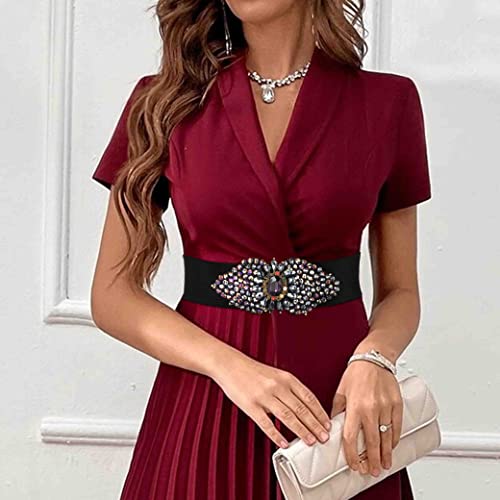 Rhinestone Stretch Belt Black Wide Dress Belt Women Elastic Belts Waist Jewelry Accessories for Girls4