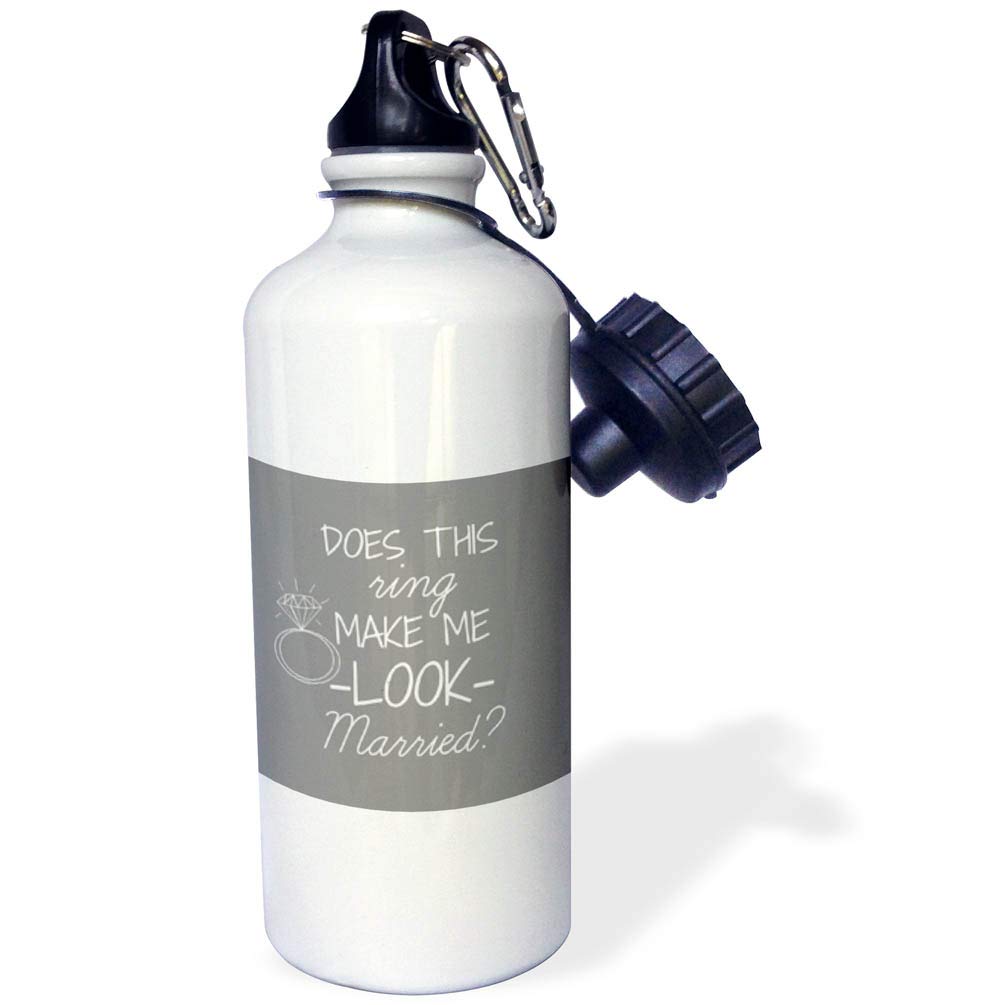 3dRose Ring Make me Look Married White with Grey Background-Sports Water Bottle 21oz 21 oz Multicolor