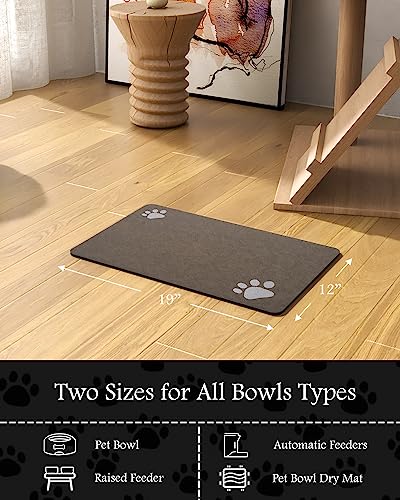 Image of Pet Feeding Mat-Absorbent Dog Mat for Food and Water Bowl-No Stains Quick Dry Water Dispenser Mat-Dog Accessories Pet Supplies-Bowl for Messy Drinkers（Brown,12 inchx19 inch