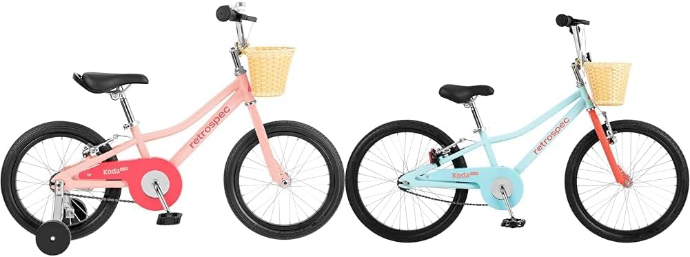 Retrospec Koda Plus 16" & 20" Kids Bikes for Boys & Girls Ages 4-6 & 6-8 Years, Adjustable Children's Bicycles with Training Wheels, Hand Brakes, Coaster Brake & Safety Bell