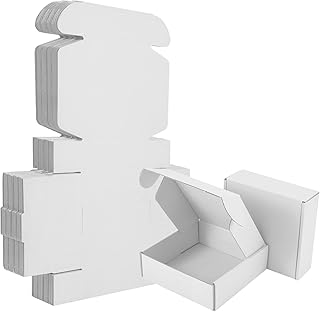 25 Pack Small Shipping Boxes White Corrugated Cardboard Box 6x6x2 inches，Corrugated Box for Packaging Small Business,Shipping Gift Boxes