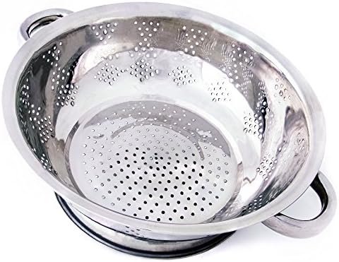 Kÿchen Rust Proof Stainless Steel Kitchen Colander for Straining, Steaming, Draining & Rinsing (11- Inch)