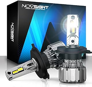 NOVSIGHT H4/9003/HB2 LED Headlight Bulbs 15000LM 70W Super Bright IP68 Waterproof Car Headlight Conversion Kit, Car halogen and Xenon bulbs replacement Lights,6500K White(2 lamps)