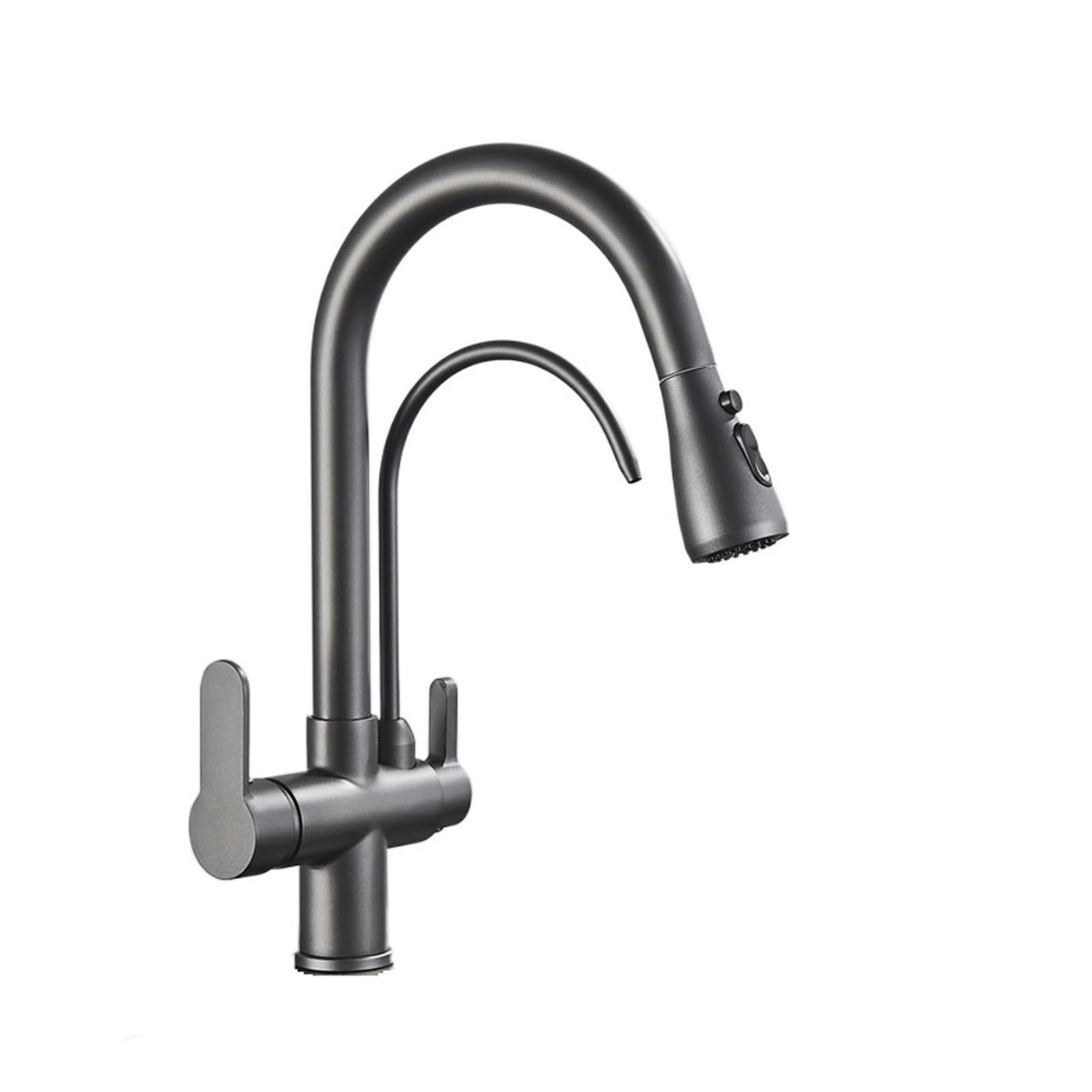 BHFPFZA Gun Grey Pull-Out Faucet Water Filter Tap - Easy Install Hot & Cold Mixer Sink C for Purified Drinking Water - Kitchen tial