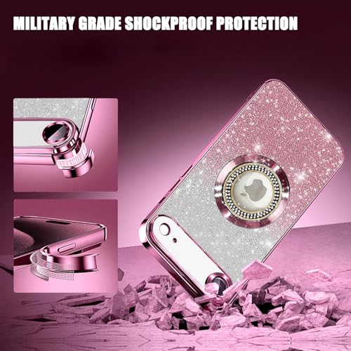Image of Misscase for iPhone Air Magnetic Glitter Case Compatible with MagSafe,Full Protection Slim Shockproof Case with Camera Lens Protector Plating Bling Cover Case for iPhone 17 Air 6.5 inch Pink