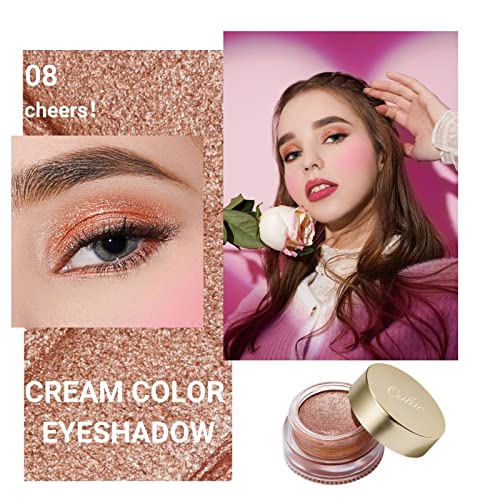Oulac Warm Peach Glitter Cream Eyeshadow For Women With Moisturizing Smooth Formula. Multi-Use For Highlighter, Highly Pigmented Metallic Shimmer Eye Makeup.waterproof, Large Capacity 0.42 Oz.(08) #TOP1