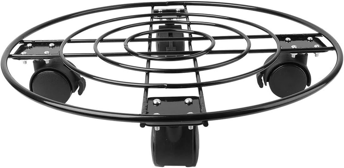 COLLBATH Iron Flowerpot Rack with Lockable Wheels Movable Planter Base Heavy-duty Potted Plant Stand for Indoor Outdoor Use