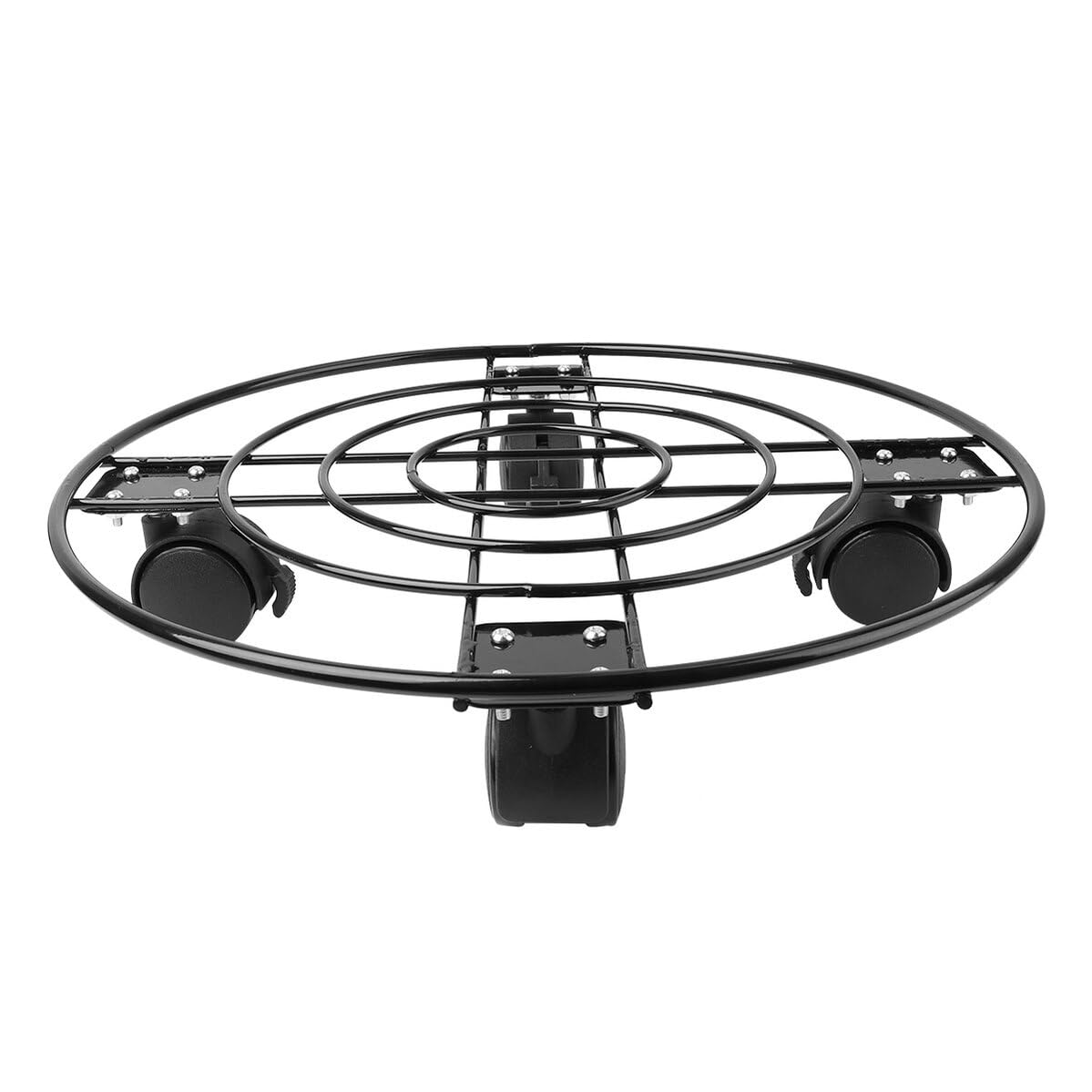 VICASKY Iron Flowerpot Stand with Wheels and Brake, 33cm Plant Caddy for Heavy Trash Cans and Whiskey Barrels, Protects Floor and Provides Convenience of Sunning and Shading,