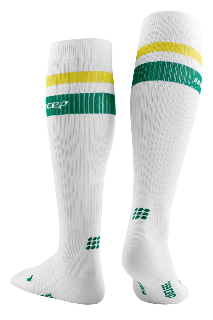 CEP Women's Tall Compression 3.0 Run Socks 80's Themed White/Green/Yellow Size 4